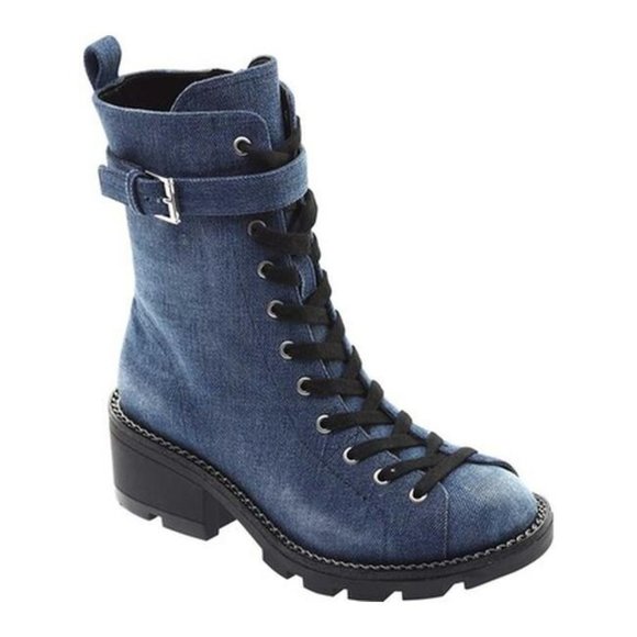 Kendall & Kylie Shoes - Kendall & Kylie Denim Blue Combat Boots